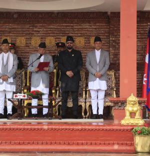 गृहमन्त्री गुरुङ र नवप्रवर्तन मन्त्री महावीर पुनले लिए शपथ