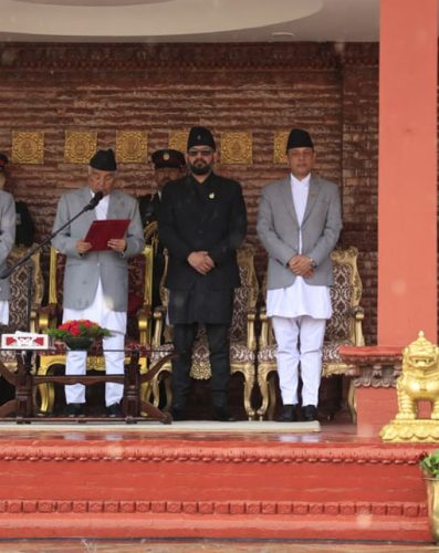 गृहमन्त्री गुरुङ र नवप्रवर्तन मन्त्री महावीर पुनले लिनुभयो शपथ
